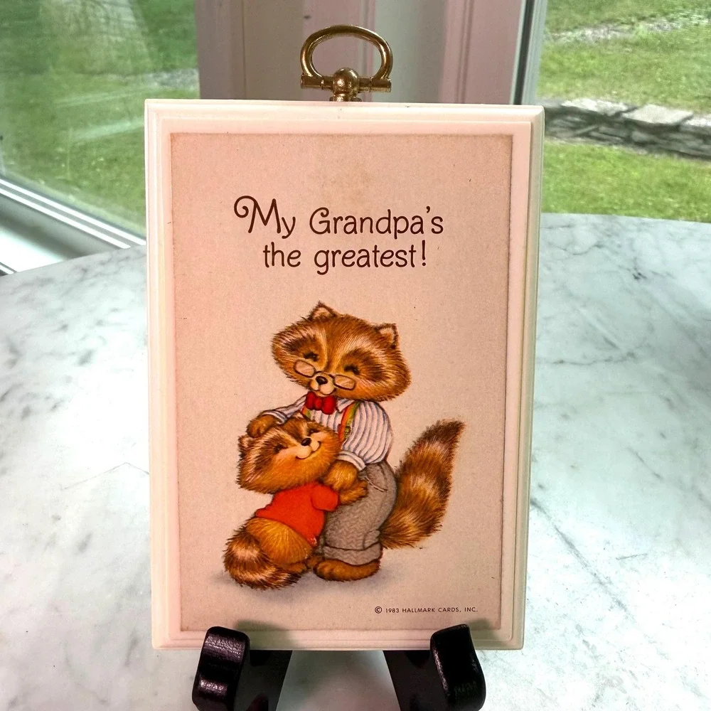 VTG 1983 Grandpa Gift‎ Hallmark Plaque Raccoon Wall Decor Grandfather Keepsake